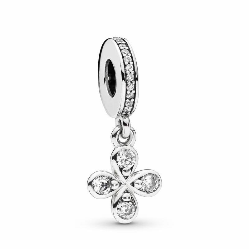 Pandora Four-Petal Flower Dangle Charm NZ, Sterling Silver (364071-QNU)